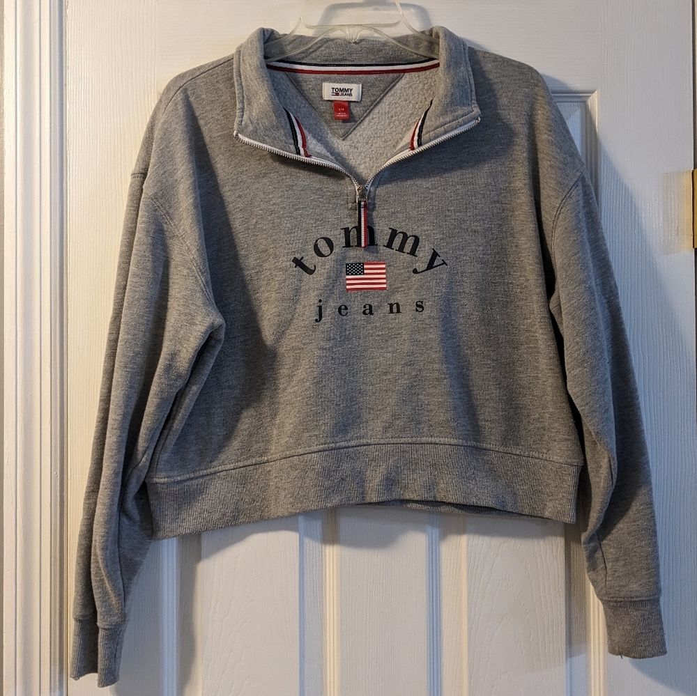 Tommy Jeans Gray Women's Cropped Pullover - Sz L